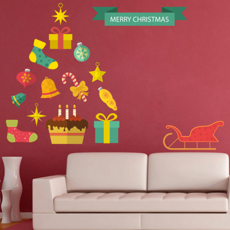 Αυτοκόλλητο τοίχου Χριστουγεννιάτικα στολίδια και ευχές